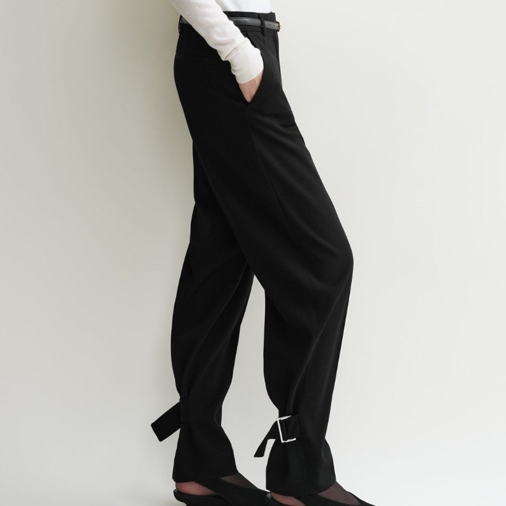 Toteme Black Buckled Slouch Trousers